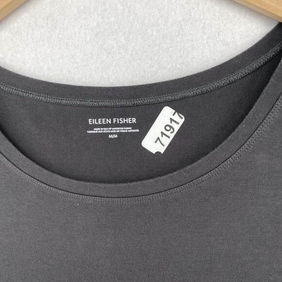 EILEEN FISHER Dress M Stretch Organic Cotton Jersey Short Sleeve Gray USA - Picture 14 of 14